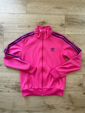 adidas Pink Track Jacket with Purple Stripes